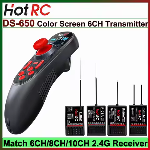 HOTRC DS650 DS-650 6CH 2.4G Radio System Transmitter Color Screen Remote Control F-06A F-08A F-06AT 