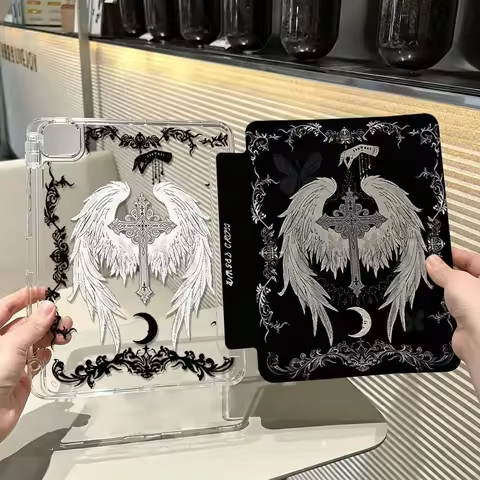 Korean Ins Retro Gothic Angel Wings Y2K Cover For iPad Pro 13 11th M5 M4 12.9 A16 10 8 7 9th 10th Ai