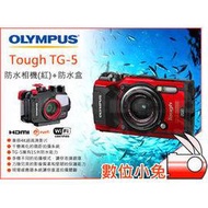 數位小兔【OLYMPUS Tough TG-5 防水相機+防水盒 紅】防水殼 潛水 4K 防寒 防撞 TG5 公司貨