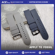 FOSSIL Quick Release Rubber Watch Strap - Grey/Blue Mesh Texture (22mm Universal Fit for Men's Watch