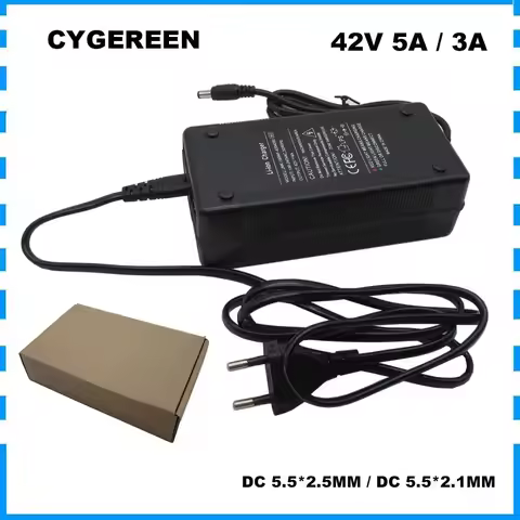 36V 37V 5A Lithium ion 10S 18650 Battery Charger 42V 3A Li-ion Charger with Fan DC 5.5*2.5MM 5.5*2.1