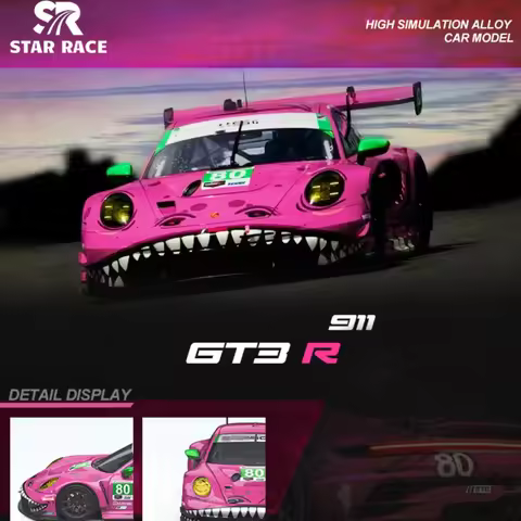 Timemicro&SR 1:64 STAR RACE Classic Mini 911 GT3 Tyrannosaurus Pink - Alloy Car Model Limited Collec