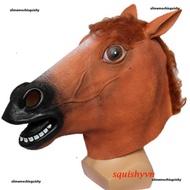 BROWN HORSE Horse mask latex material Halloween work horse head mask white and black brown