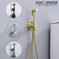 Toilet Bidet Sprayer Shower Set Brushed Gold Metal Grey Black Chrome Brass Connector 1.5m/3m Hose