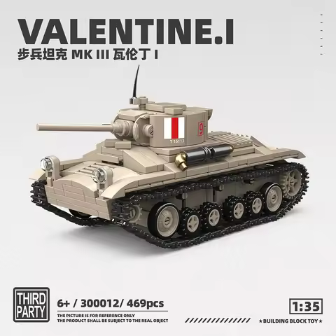 469Pcs Valentine.I Tank Ww2 Military Tank Model World War II Building Blocks Bricks Collection Model