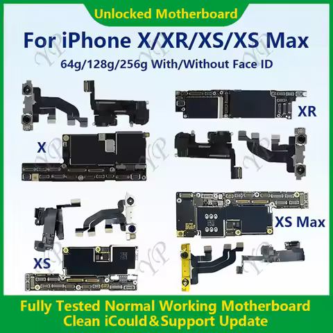 Fully Tested 100%Working Mainboard For iPhone X/XR/XS/XS Max With Face ID 64g/256g Cleaned iCloud An