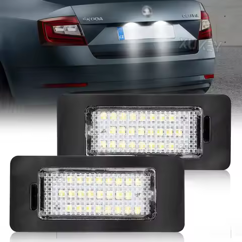 2PC Auto White CANbus Car LED Number License Plate Light For SKODA Octavia 3 5E A7 Rapid Facelift Fa