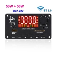 【100%-New】 50w50w Car Diy Bluetooth Audio Digital Power Amp Board Class D Stereo Usb Aux Fm Mp3 Decoder Player Module Amplifier