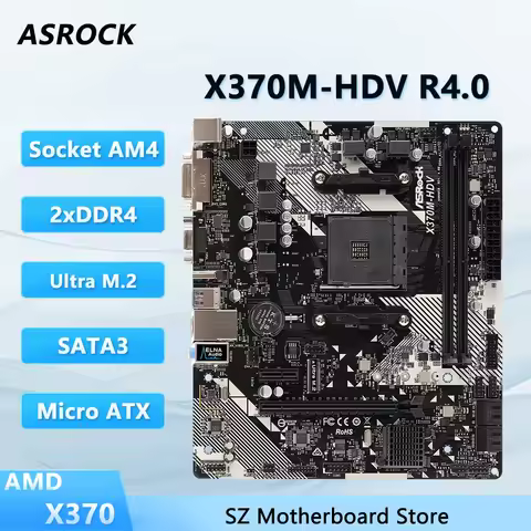 Placa base ASROCK AM4 X370M-HDV R4.0 para CPU Ryzen 5/7/3 5600X 5800X 5500 3300X DDR4 AMD X370 placa