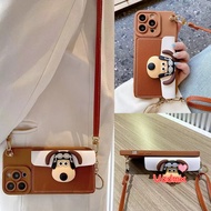 Cartoon Gromit Dog Wallet Card Phone Case For Samsung Galaxy A55 A35 A25 A71 A51 5G 4G A7 2018 J8 A6 Plus 2018 J6 J4 Plus Card Holder Soft Cover With Lanyard