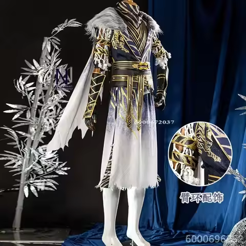 Game Naraka Bladepoint Akos Hu Cosplay Costume New Men's Halloween Party Outfit Set with Wig Accesso