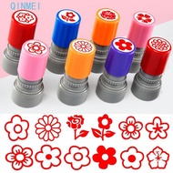 QINMEI Rewards Flower Stamp, Students Rewards DIY Drawing Toy Star Grading Stamp, Portable Self Inki