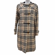 全新☆ BURBERRY LONDON LONDON 羊毛（義大利布料）粗花呢 Nova 格紋絎縫牛角扣大衣，米色，9 碼，正品，女款。