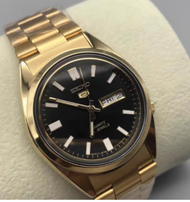 นาฬิกา Quartz Seiko สำหรับผู้ชายและผู้หญิง วินเทจ ทองคำแท้ หนังสือป้องกันน้ำ คอลัมน์สองวัน นาฬิกาข้อ