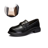 AOKANG Sepatu Pantofel Kulit แท้ของผู้หญิงสไตล์อังกฤษใหม่รองเท้าหนังขนาดเล็กรองเท้าผู้หญิง