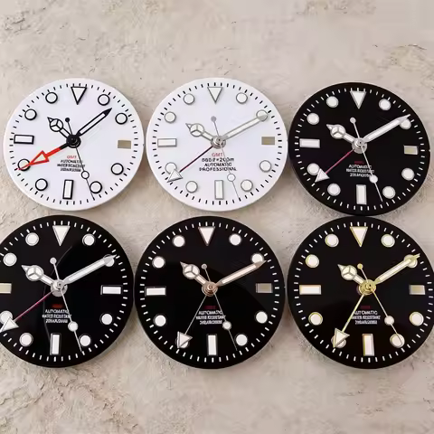 29mm NH34A Watch Dial Replacements fit for NH34 GMT Automatic Movement Black/Gold/Rose Gold Markers 