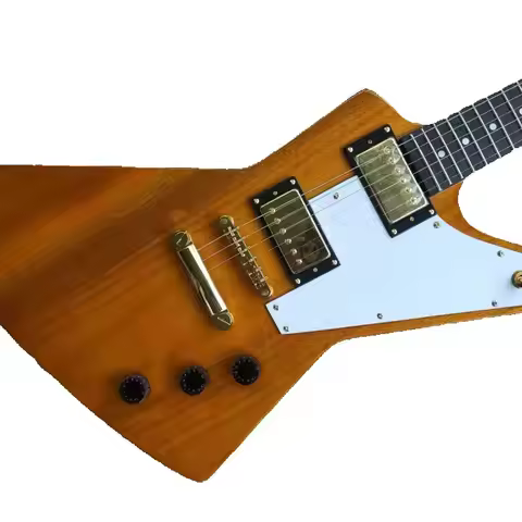 Original Electric Guitar Wood Color Explorer HH Transducers Gold Solid Part Bridge Free Shipping
