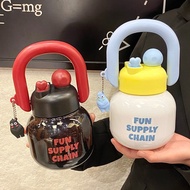 Plastic Water Glass Capacity 800 Ml. Bottle Double Straws Two-Way Mouth Cute Design Children's For S