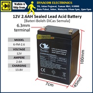 12V 2.6AH Sealed Lead Acid Battery 6-FM-2.6 Children′s Electric Toys Car  [Bateri Boleh DiCas Semula