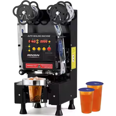 Fully Automatic Cup Sealing Machine 500-650 Cups Per Hour Electric Cup Sealer 88 89 90 95mm LCD Digi
