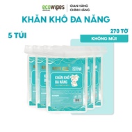 Combo 05 túi Khăn Vải Khô Đa Năng Cho Bé Happy Kids Túi 270 Tờ Thấm Hút Tốt