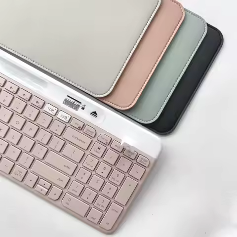 PU Leather Wireless Keyboard Sleeve Storage Bag for Logitech K580 Portable Keypad Pouch Dustproof An