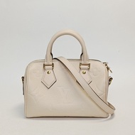 LOUIS VUITTON Speedy20可拆卸肩帶米白色牛皮晶片肩背包
