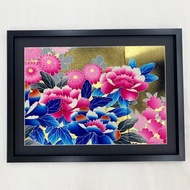 きものアート25　vintage fabric　着物友禅　壁掛けインテリア　和モダン　新築引越祝い made in japan