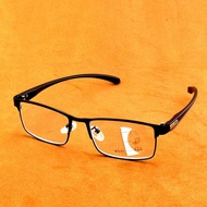 Anti-blue Light Progressive Multifocal Lens Metal Full-rim Frame Reading Glasses See Near N Far +0.7