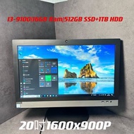 Lenovo 20吋文書商務一體機AIO/i3-9100 3.6Ghz/16GB DDR4/512GB M.2+1TB HDD/20吋1600x900P/一體式電腦/即插即用/運行快速/DVD/👀睇片