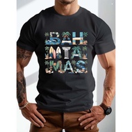 Mens Regular Size Bahamas Graphic T-Shirt - Tropical Design, Casual Summer Short Sleeve Crewneck for