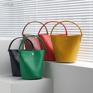 HOT”LONGCHAMP กระเป๋าทรงถังสำหรับผู้หญิง,กระเป๋าใบเล็กแบบฝรั่งเศสกระเป๋าถือหนังแฟชั่นสีเขียวปี2022