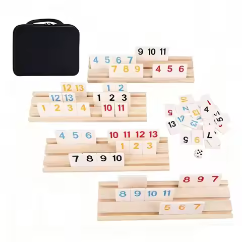 Wooden Multi-Player Rummikub Game - Versatile Number Board Game for Parent-Child Interactive Puzzle 