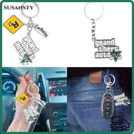 SUSANSTY Game PS4 GTA5 Keychain, GTA V Grand Theft Auto 5 Star Muti Key Holder, Metal Key Chain Keyr