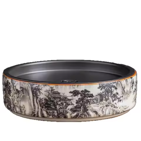 CX ink painting mountain green pot bearing teapot pad pot holder water storage small tea table dried