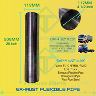 Paip Fleksibel Ekzos / Exhaust Flexible Pipe / Steel Corrugated Pipe (4.5 Inci x 20 Inci) FM10 12 FL