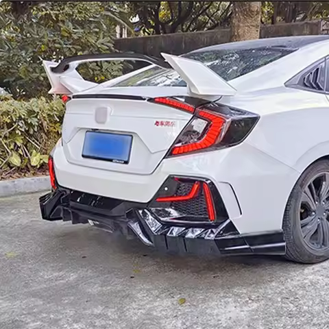 For Honda Civic 16-21 10th generation hatchback Civic FK4 FK7 rear diffuser rear R style spoiler mod