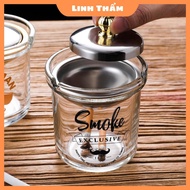 Glass Ashtray With Lid, Ashtray With Luxurious, Modern, Smoke-Proof Funnel --- Live +