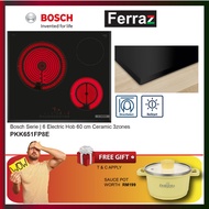 BOSCH PKK651FP8E Series 6 Radiant Ceramic Hob, 3 Zones 60cm Direct Select / Bosch PKK651FP8E Series 