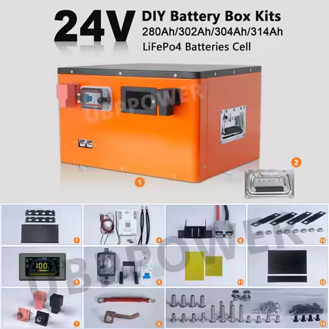UBPPOWER New 24V 200Ah 230Ah 280Ah 314Ah Lifepo4 DIY Battery Box Kits Case Lithium-ion System LiFePO