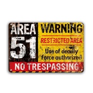 Zone 51 Vintage Warning Sign: 8x12 Inch Metal Tin Poster – Danger No Trespassing! Perfect for Home o
