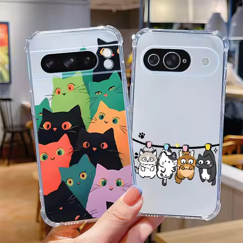 P ixel 8 Pro Naughty Cat Transparent Phone Case For Google Pixel 9Pro 9 6A 8 7 7Pro 8A 6Pro 9ProXL 7