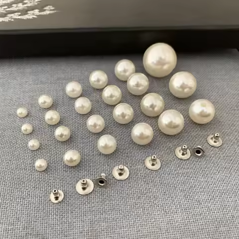 50 Sets 6mm~20mm Imitation Pearl Rivets Studs Round Rivet for DIY Leather Craft Bag Shoes Hat Clothe