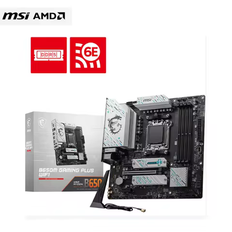 The MSI B650M GAMING PLUS WIFI motherboard supports CPUs such as 7800X3D/9700X/9600X/7500F (AMD B650