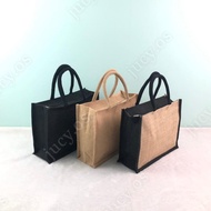 Small Jute Bag with Zip Tote Bag Handbag Beg Tangan Wanita Natural Material Eco Friendly Good Quality Kid Lunch Bag