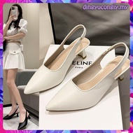 【888 Shoes Ready Stock】versatile French high-heeled women sandals and slippers