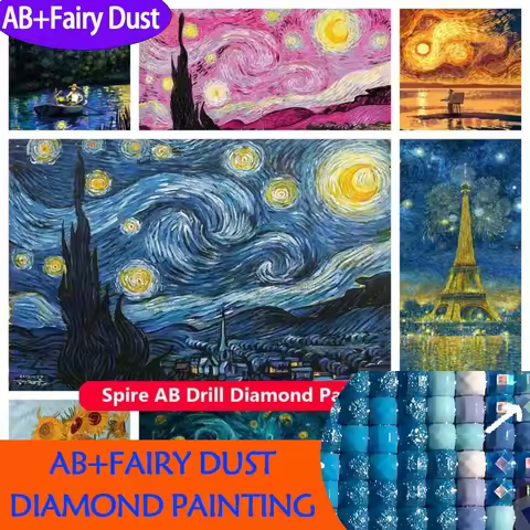 AB Fairy dust 2025 New Vincent van gogh 5d ab drills Diamond image starry night sunflower colored em