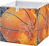 Joisal Basketball Ball Fire and Water Closet Storage Organizer with Double Handles Collapsible Boxes Storage 11x11x11in