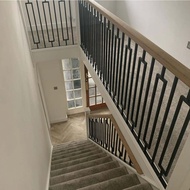 RAILING TANGGA MINIMALIS / PAGAR TANGGA BESI MINIMALIS + PEGANGAN KAYU