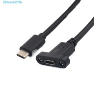 BACK2LIFE Type C Extension Cable Panel Fixation Black With Screw Hole Extended Line Type C USB3.1 Lo